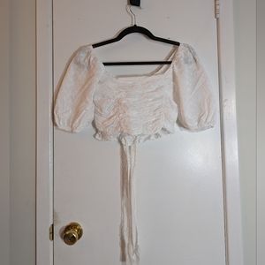 Gorgeous Rinascimento 100% Cotton Princess Puff Sleeve Cropped Blouse
